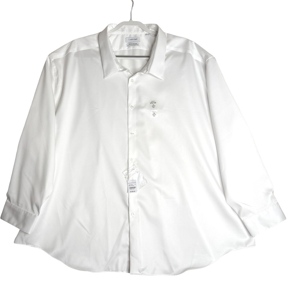 NWT Calvin Klein Infinite‎ Non Iron Slim Fit Stretch White Shirt 22 34/35 5XL